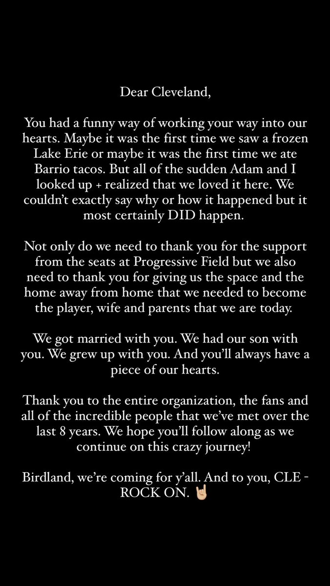 MrsPlutko's tweet photo. Dear CLE. ❤️ https://t.co/8mnHEVThpR
