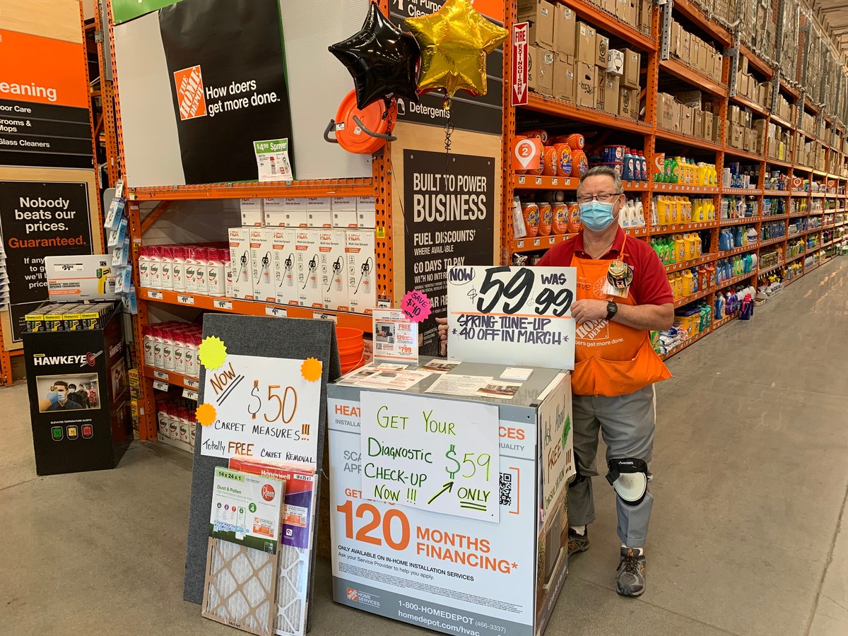 Home Depot in Costa Mesa is still running a great value on our HVAC tune up. Get ready for summer for only $59 <a href="/JeffKellerHD/">Jeff Keller</a> <a href="/SilverFoxTHD/">Gregory Schaeffer</a> @downeypackerfan <a href="/RyanGriffinTHD/">Ryan Griffin</a> <a href="/partida_maritza/">Maritza Partida</a> @amy_b_diaz <a href="/LukeMadnoasm/">Luke Madden</a>