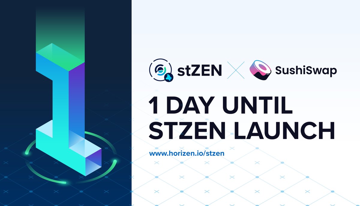 StakedZEN's tweet photo. Are you all ready for $stZEN? Only 1 day until the release on @SushiSwap. ๐คฉ ๐คฏ ๐ต Prepare yourself for the launch with the stZEN page on the #Horizen website.
#ZenNodes $stETH $ETH #DeFi
https://t.co/mCf8SQHUmv https://t.co/4klgCKr6tE