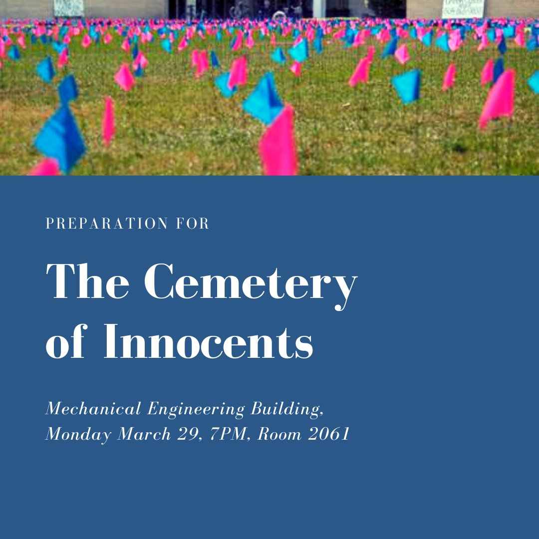 Tomorrow we will be preparing for our Cemetery of the Innocents, where we will be putting up 1250 flags in Memorial Mall on March 30th from noon to 3PM in remembrance of aborted children. 1 flag = 2 abortions/day in the US.

#prolifepurdue #boilermakersforlife #prolife #lovelife