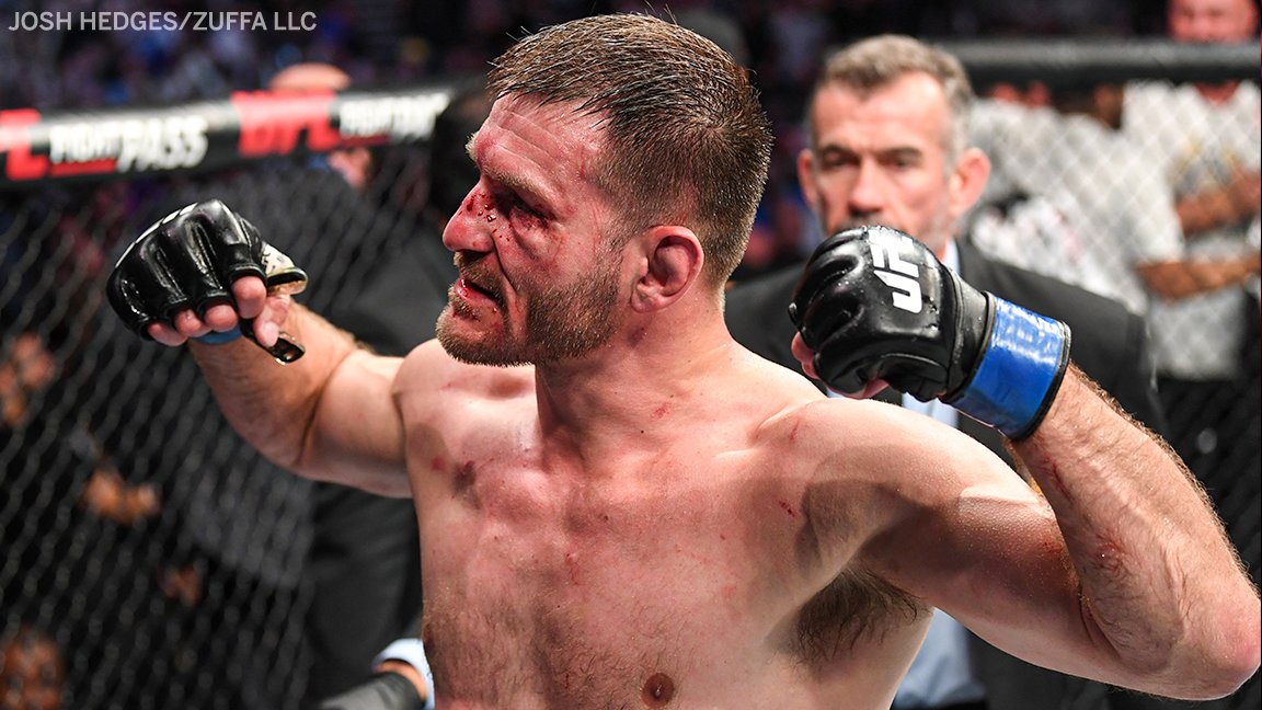 espnmma's tweet photo. Stipe Miocic's title reign may have ended on Saturday, but the resume speaks for itself 😤

🏆 Tied for most title fight wins in UFC heavyweight history (6)
🎰 Tied for most UFC title fight wins as an underdog (4)
📈 Longest streak of title defenses in UFC heavyweight history (3) https://t.co/xkJ4ZgRsav