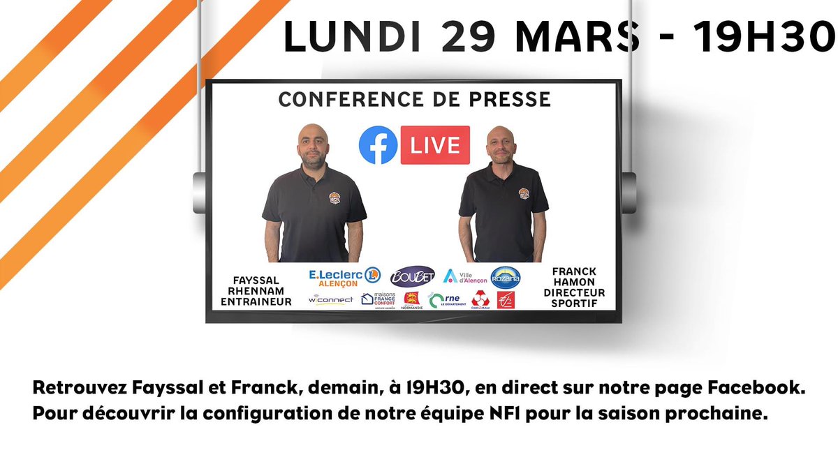 usbda61's tweet photo. ⚠️ NF1 ⚠️

Retrouvez Fayssal et Franck, demain, à 19H30, en direct sur notre page Facebook, pour découvrir la configuration de notre équipe NF1 pour la saison prochaine. https://t.co/j7IZ67DX8m