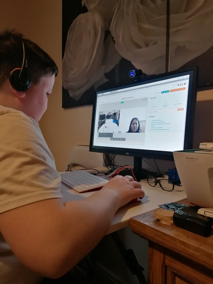 Marie32839606's tweet photo. Fletcher's on his first live coding lesson abit shy at first but getting into it. @JulieReece_, @mrwoodcock13 https://t.co/fvVGK1SnPa