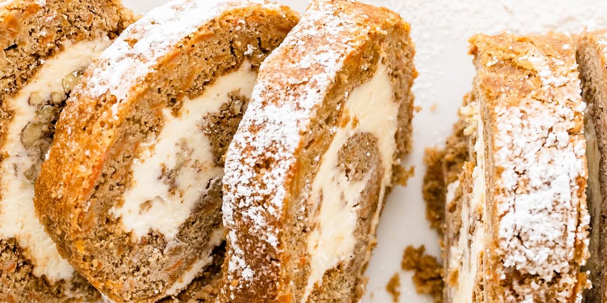 RealHousemoms's tweet photo. Spiced carrot cake rolled up with tons of cream cheese frosting! This Carrot Cake Swiss Roll is an Easter dessert your family will LOVE!  #carrotcake #carrots #swissroll #creamcheesefrosting #dessert #easter #spring RECIPE->https://t.co/8Y3sHdpCIW https://t.co/vGmMPr9S73
