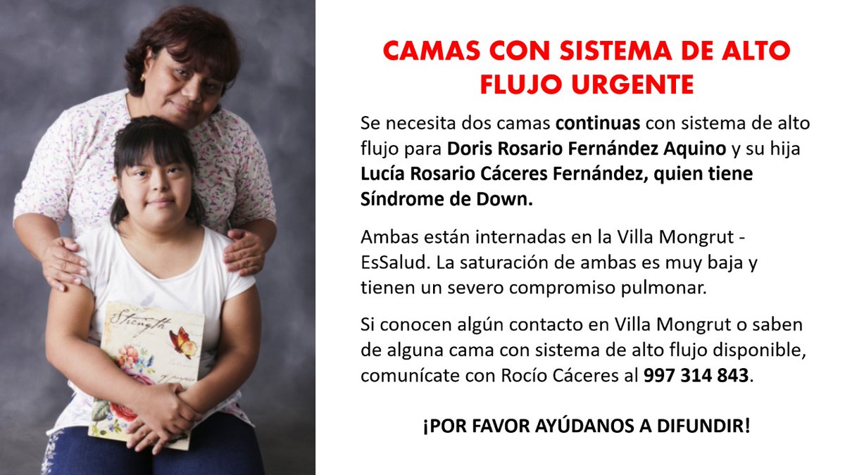 stressfanny's tweet photo. Amigos, por favor ayúdenme a conseguir CAMAS CONTINUAS CON SISTEMA DE ALTO FLUJO URGENTE (Cuidados Intermedios) o CAMAS UCI para mi mamá y mi hermana. Están internadas en Villa Mongrut. Son lo único que tengo en mi vida. 

@EsSaludPeru @MimpPeru @mimpconadis @SuSaludPeru https://t.co/Su5oRSjAOH