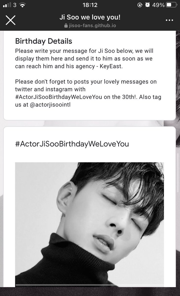 ActorJisooIntl's tweet photo. Please visit our website https://t.co/QXrIdinNNJ to send birthday wishes for Ji Soo! Thanks #actorjisoo #jisoo https://t.co/Y35PiGwVad