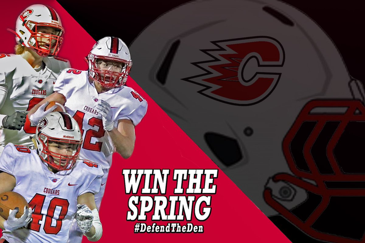 CentCougsFB's tweet photo. After a great winter in athletics and the weight room, it’s time to #WinTheSpring 🔴⚪️⚫️
Whether you are in a sport or in the weight room, the path to playing deep into November is yours. COMPETE each day to improve & elevate the standard of the program. https://t.co/Ht02f7pYUH