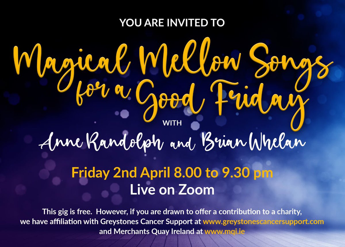 anne_randolph_'s tweet photo. Please join me this Good Friday for some songs, music &amp; chats, all via Zoom of course(link in bio)! This event will be free. But donations can be made to @GreystonesCS or @MerchantsQuayIR 🎼💕✨ https://t.co/aQm9bHwtpP