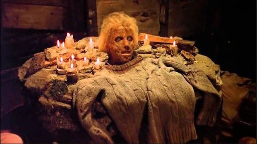 juda1313's tweet photo. Digging around the cabin t the lake I find a mummified head of some old lady sitting atop a decaying sweater. Why anyone would save this rotting head is beyond me but I suppose sentimentality is common to these flesh sacks. https://t.co/EVlsyhLpbf