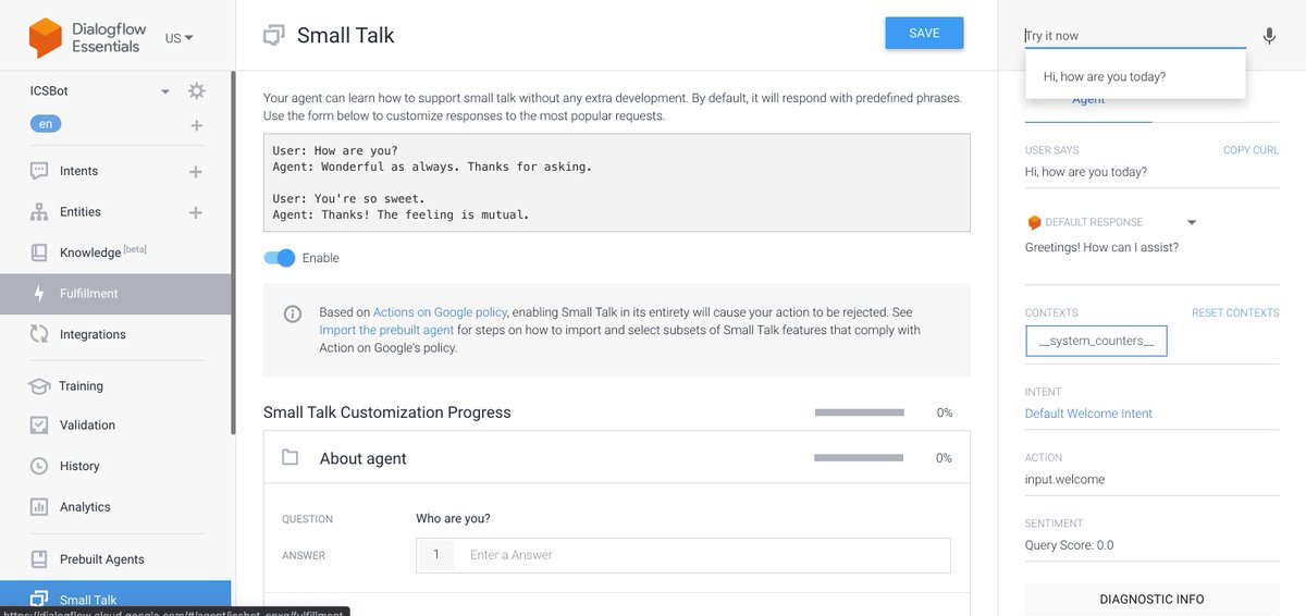 redefineED's tweet photo. I took my #first steps in #automation today!🥳

💡I learned to use @googlecloud's #DialogflowES to #train a #machinelearning #BOT #model, to #support our #parent #community #UX of the @GoogleWorkspace #Site that I built in response to #DistanceLearning! 🔥🌍🤩 #ISTEai #AI #EdTech https://t.co/Jjw9jlkpo6