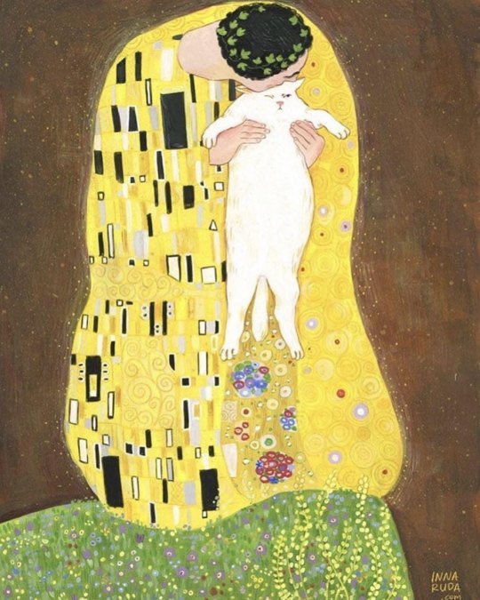ddoniolvalcroze's tweet image. The Kiss, by Gustav Klimt: Cat Version
Illustration by Inna Ruda @innaruda_