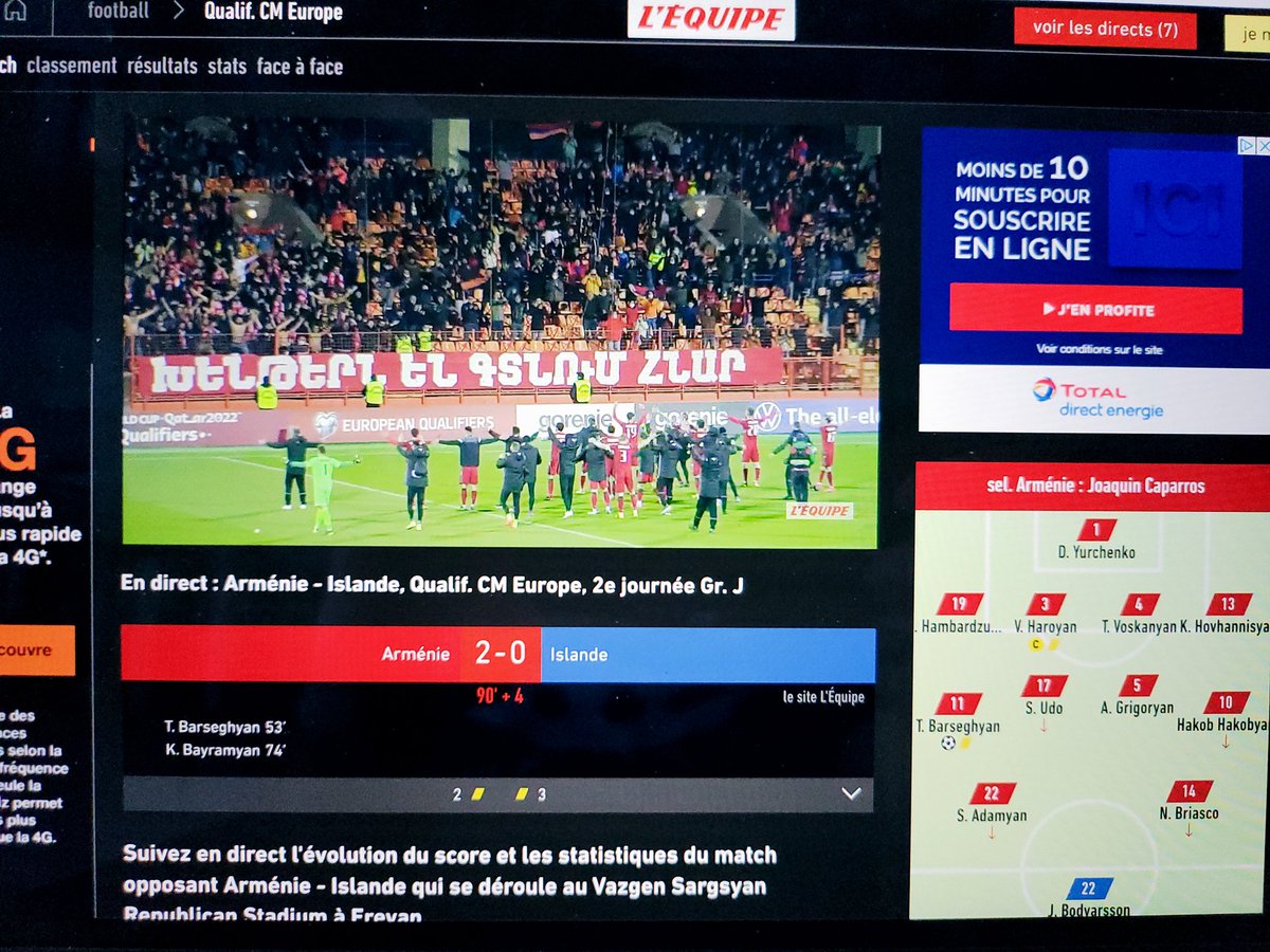 ThibaudVezirian's tweet photo. 🇦🇲 🇮🇸 2 victoires en 2 matchs, aucun but encaissé, du public dans le stade... 🔝  Et 1ers du groupe (bon, ok, l'Allemagne joue ce soir 😅)... La Coupe du monde est à nous. #ARMISL #QualifCDM https://t.co/LB0BKv4DJo