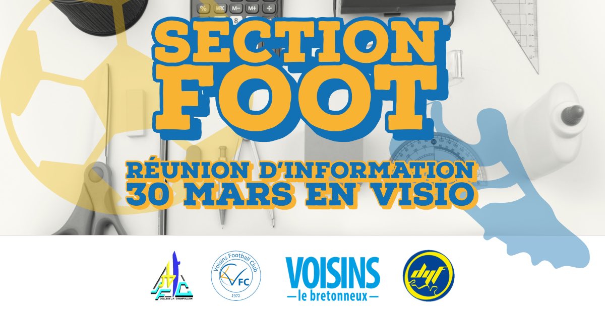 VoisinsFc's tweet photo. #SectionFoot🔷🔶| La réunion d’information aura lieu mardi 30 mars en visio. Pour les personnes qui n’ont pas reçu le lien mais qui sont intéressés, n’hésitez pas à nous envoyer votre mail par MP et on vous transmettra les informations 😊 https://t.co/Ym9xOLumHs