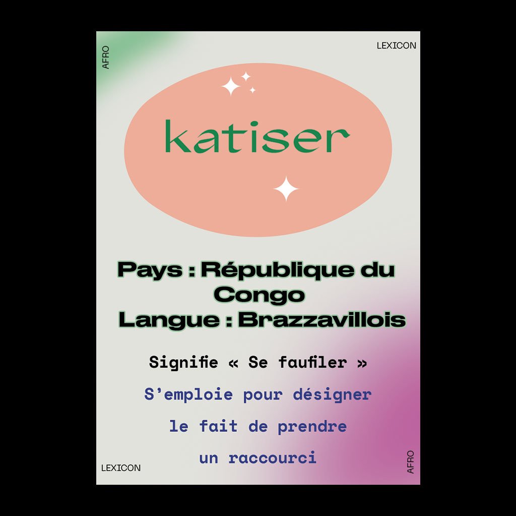 AfroLexicon's tweet photo. KATISER
Pays: République du Congo
Langue: Brazzavillois
Signifie « Se faufiler »
S’emploie pour désigner le fait de prendre un raccourci
#afrolexicon https://t.co/vXrM15QpbJ