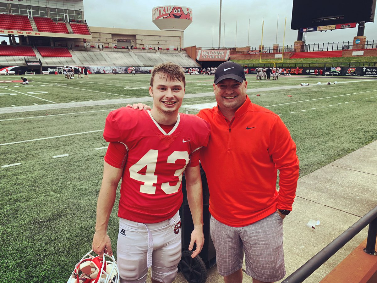 calsup's tweet photo. First spring scrimmage on “The Hill” yesterday! Great job out there son! #GoTops 🔴⚪️ #43 https://t.co/Y0jAv1AAtD