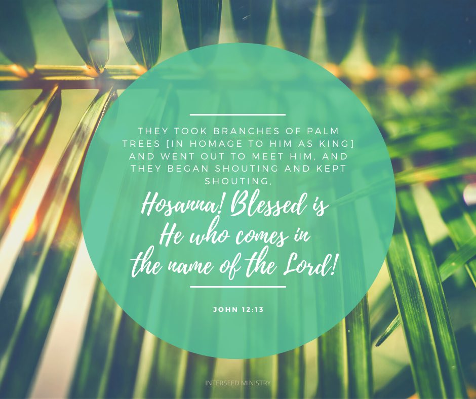 They took branches of palm trees [in homage to Him as King] and went out to meet Him, and they began shouting and kept shouting “Hosanna! BLESSED (celebrated, praised) IS HE WHO COMES IN THE NAME OF THE LORD, even the King of Israel!” ~ John 12:13 AMP

#PalmSunday2021 #Easter2021
