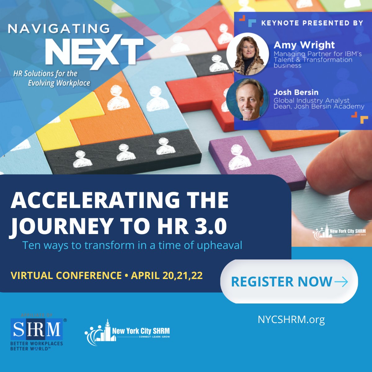 NYCSHRM's tweet photo. Do YOU have your ticket yet for the #NYCSHRM Annual #HR Conference #NavNEXT? Coming April 20, 21 &amp; 22, three half-day virtual sessions of speakers and break-out sessions!  #HRcommunity https://t.co/y8kFPtQYFP via ^VH https://t.co/ON4GcfyKwh