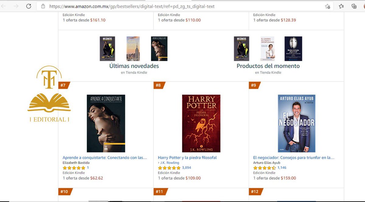 EditorialTPM's tweet photo. ¡Y llegamos al Número 1 en la categoría de Autoestima y al Número 7 dentro del Top 10 de todos los libros pagados en Amazon!

https://t.co/LnWSUc2XA1

https://t.co/2XgBcYHHrd

#EditorialTPM. #SoyBestSellerTPM. #Lanzamiento. #AprendeAConquistarte. #ElizabethBastida. https://t.co/QtLHhMupYN