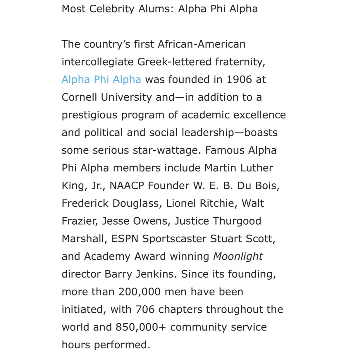 Alpha Phi Alpha Fraternity, Inc. has been recognized in True Median’s “The Most Prestigious Fraternities in America” article as the Fraternity with the most celebrity alums!

To read the full article, visit: truemedian.com/the-most-prest…

#AlphaPhiAlpha #APA1906Network #ForThe7Jewels