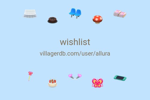 alluracn's tweet photo. wishlist update! id love to buy/trade/catalog any of the items im looking for if anyone has them (◍•ᴗ•◍)🖤 #acnh #acnhtrade
https://t.co/RUsBN88j5L https://t.co/QiueisMFdw