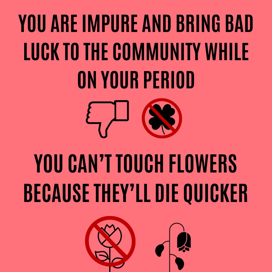 loveforredorg's tweet photo. Superstitions About Periods 

Beliefs like these are what continue the stigma around periods. 

To end period poverty, we have to end the stigma too. 

Visit https://t.co/bY1YLdCIjz to learn how you can help #endperiodpoverty 

#periodstigma #endthestigma #periodpovertyisreal https://t.co/ctHWiYVYYy