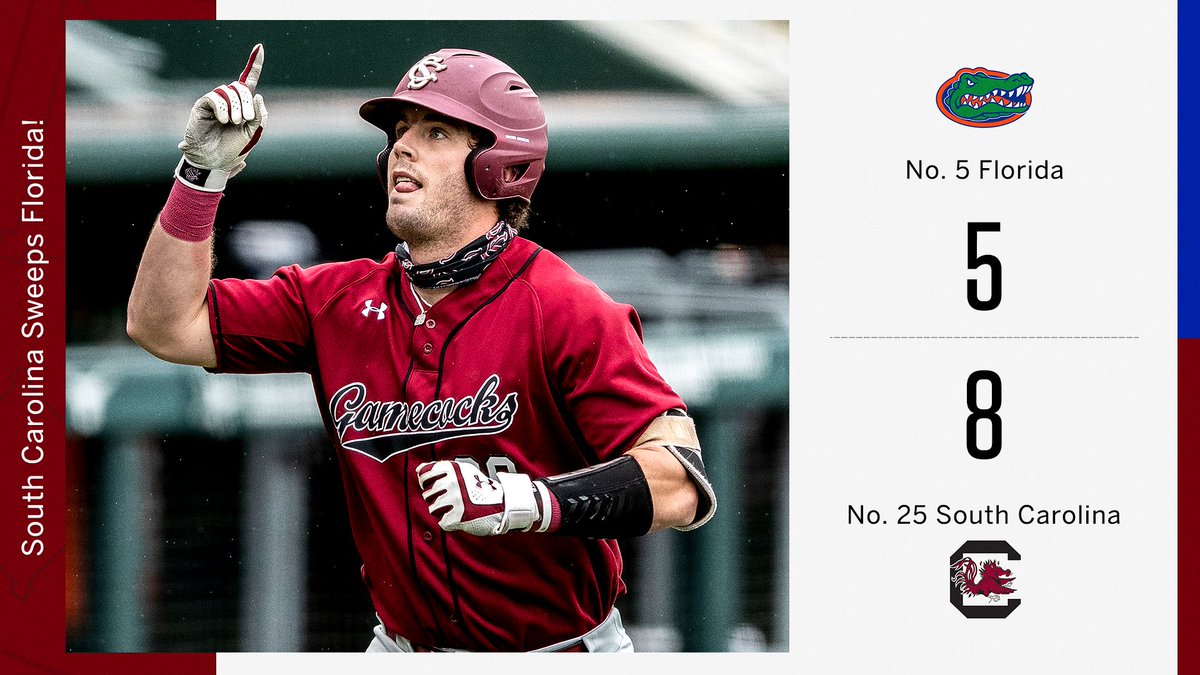 SECNetwork's tweet photo. 🧹 @GamecockBasebll sweeps the Gators 🧹 https://t.co/mzVncRz1mg