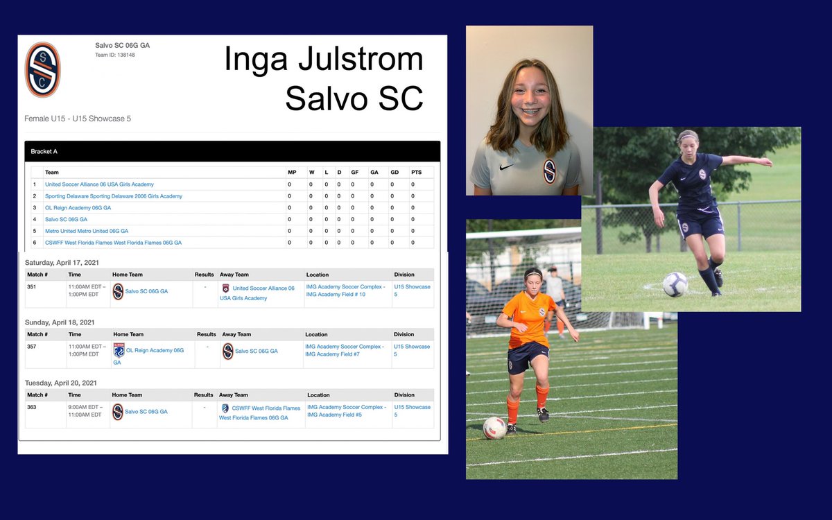 IngaSoccer's tweet photo. Excited for my first showcase!  If you’re at the Florida Spring Event check us out @SalvoSoccer  @GAcademyLeague #GAFL21 #GARising #AttacktheGame https://t.co/CFUSWpOQIl
