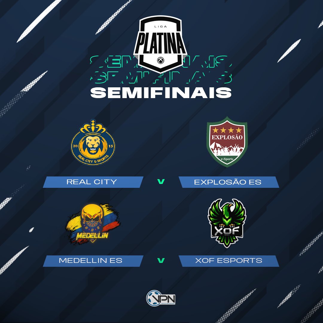 VPN_Brasil's tweet photo. Essas são as semifinais da Liga Platina! Confrontos de ida e volta decidirão quem disputará a tão desejada final. Destaque especial para a equipe do @xof_esports que emplacou 5 jogadores na seleção da #semana2 e tiveram um desempenho impressionante. https://t.co/nvX7qhdb3E