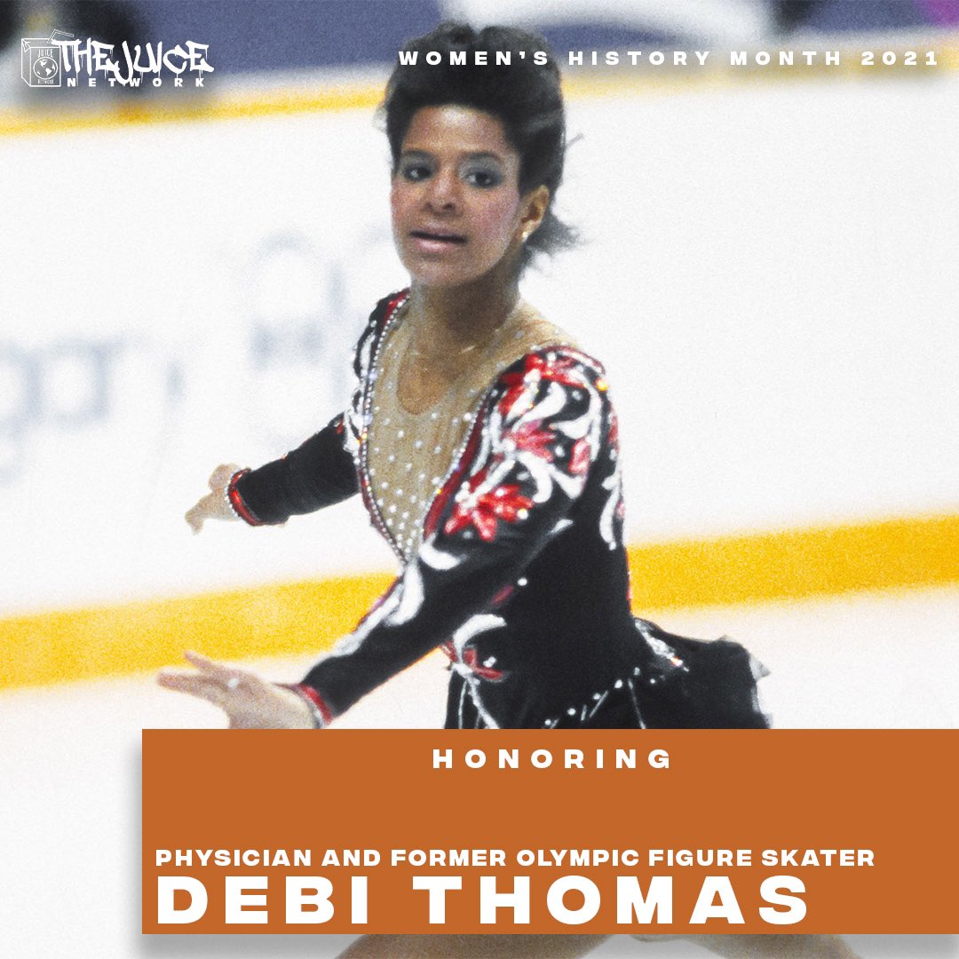TheJuiceNC's tweet photo. #WomensHistoryMonth 

Today we will like to show appreciation to Debi Thomas!

An African American former figure skater and physician. Who is also the 1986 World champion, the 1988 Olympic bronze medalist, and a two-time U.S. national champion.
••
#DebiThomas #TheJuiceNetwork https://t.co/I105wxVAzz