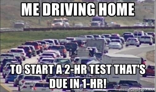 HelpfulVoice's tweet photo. Last chance to retweet: #RushHome after sitting in traffic then drinking too much coffee cuz' you think THAT will get your assignments submitted b4 11:59PM!!  Good Luck ALL! #LastMinute #TrafficJamUp #MCO335 https://t.co/3OBiPavFBU