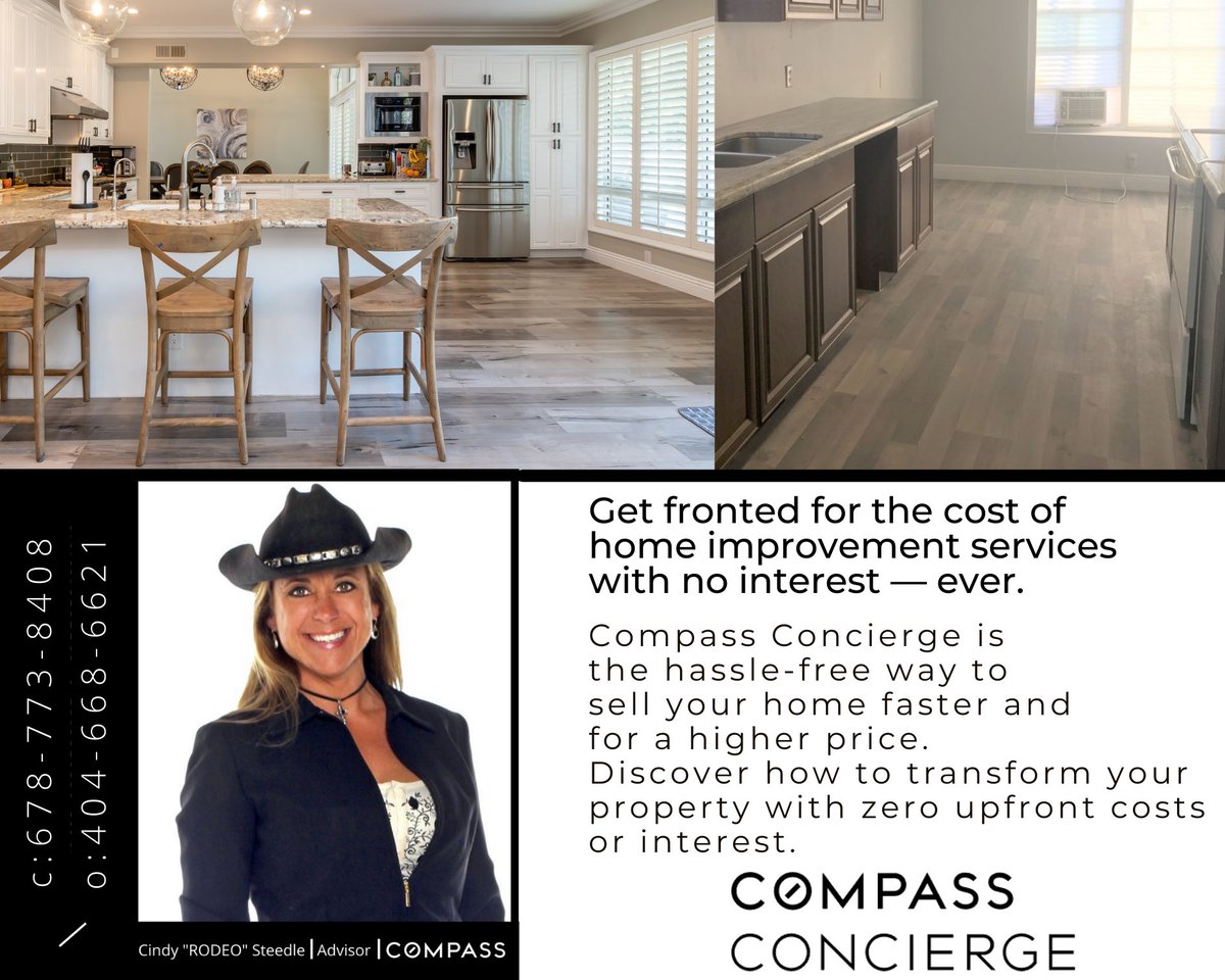 cindyrodeo's tweet photo. Get fronted for the cost of home improvement services w/no interest~ever #CompassConcierge is the #hasslefree way to #sell your home faster & for a #higherprice
☎️ #CindyRodeoSteedle
c: 678•773•8408
o: 404•688•6621
3107 Peachtree Rd
A-1
Atl, GA 30305
#sellitwithcindyrodeo https://t.co/sxjRFUlN2J