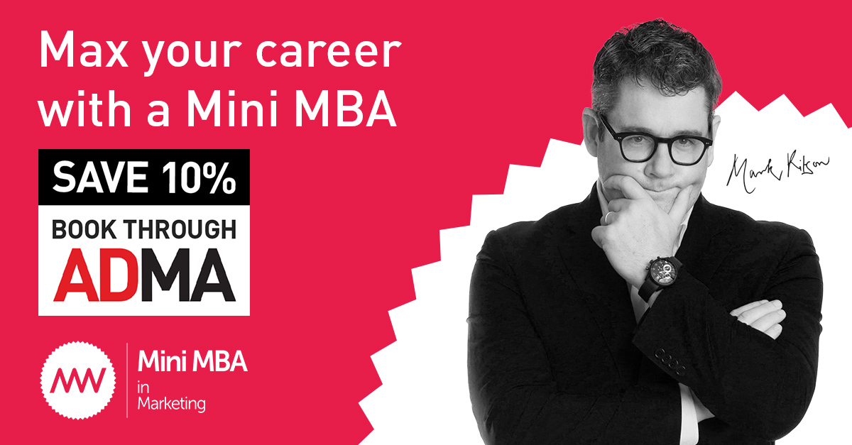 Last chance to book your Mini MBA in Marketing with Mark Ritson. Our online Mini MBA course offers flexible learning options - learn live online and on demand. Course commences 13th April 2021. Save 10% and book now through ADMA. bit.ly/3tZKir2
