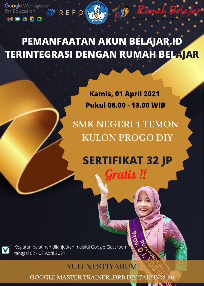 NestyaYuli's tweet photo. Belajar dan berbagi Pemanfaatan Akun https://t.co/4WQErd2cYd yang Terintegrasi dengan Rumah Belajar @_rumahbelajar 
Never stop learning friends...
#refoindonesia #googleworkspaceforeducation #PusdatinKemendikbud #rumahbelajarkemdikbud #dutarumahbelajar2020 #inspirasijogjaistimewa https://t.co/DB9d9aabf9