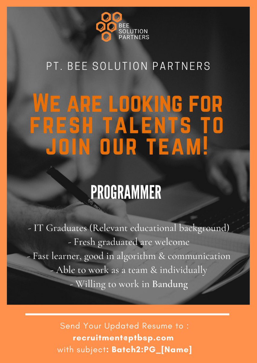 PT_BSP's tweet photo. Selamat senin pagi tweeps. Kami masih mencari teman baru nih untuk mengisi posisi “Programmer” dan “System Analyst”. Requirementnya tercamtum di lampiran ya

Mohon bantu sebarkan infonya ya kak🙏🏼 @hrdbacot @ezash @mas_recruiter @txtdrprogramer 
#lokercot #lokerbandung #lokermase https://t.co/Zq26fRKaQa