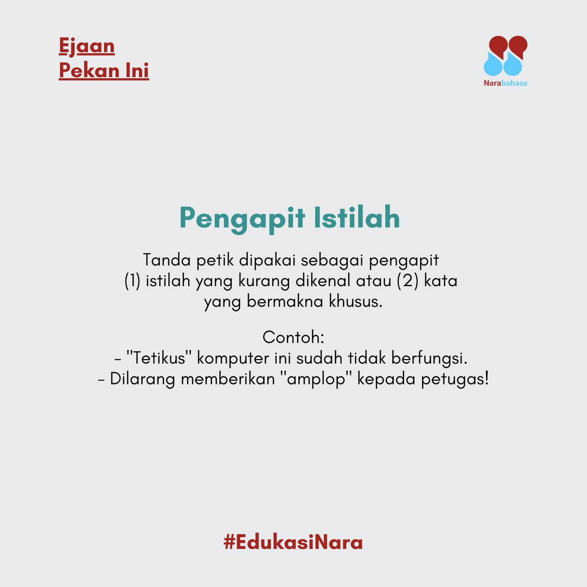 narabahasa's tweet photo. Jadi, jika ada orang yang berkata bahwa dia "sayang" Kerabat Nara, coba periksa lagi makna di balik ucapannya.

#edukasinara #ejaan #tandapetik https://t.co/xqX327aPZc