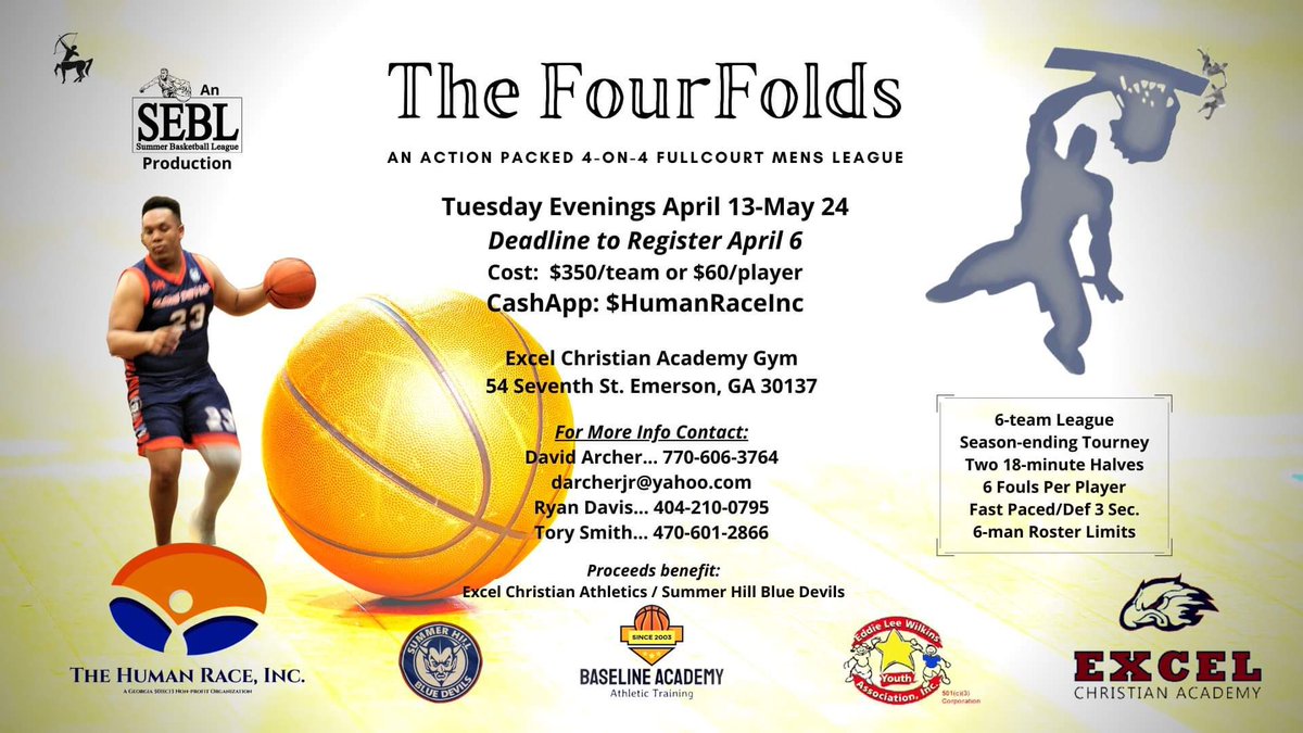 SEBLhoops's tweet photo. 4-on-4 Full Court League on a smaller floor. Pick your six and come run! https://t.co/q55vmVb49G