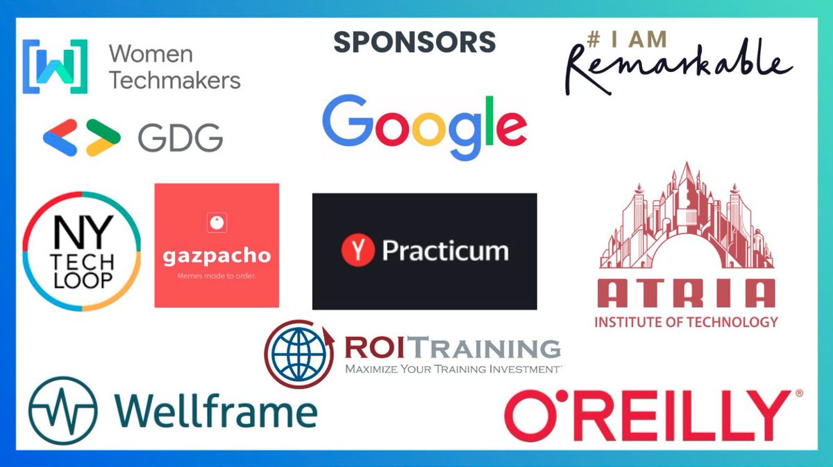 Thanks to our partners, sponsors, speakers, community organizers and members who made 2021 IWD Northeast a great event! 
#WomenTechmakers  Practicum by Yandex , O'Reilly Media , Atria Institute of Technology , Wellframe , ROI Training , <a href="/Gazpacho/">gazpacho</a> , New York Tech Loop