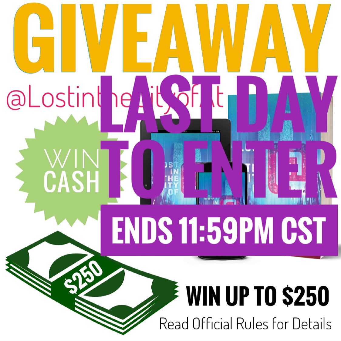 ‼️LAST DAY TO ENTER OUR GIVEAWAY‼️

Enter to win our book and up to $250 CASH ➡️

Lostinthecityofat.com/Giveaways
