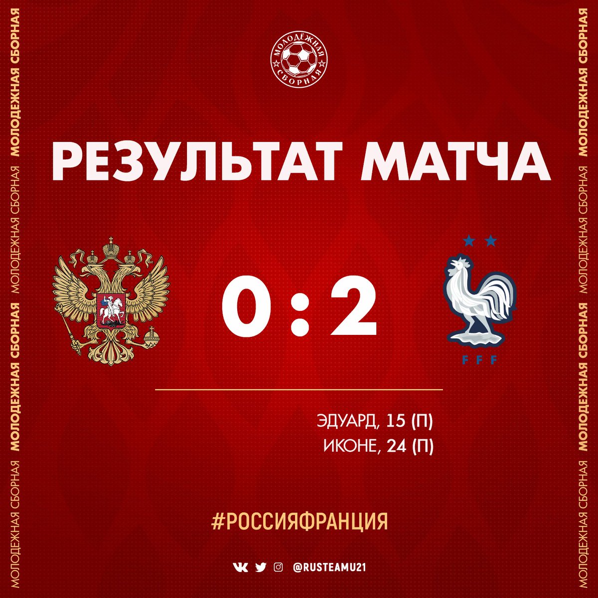 🇷🇺 Проигрываем французам во 2-м туре Чемпионата Европы. Всё решится 31 марта 👊🏻