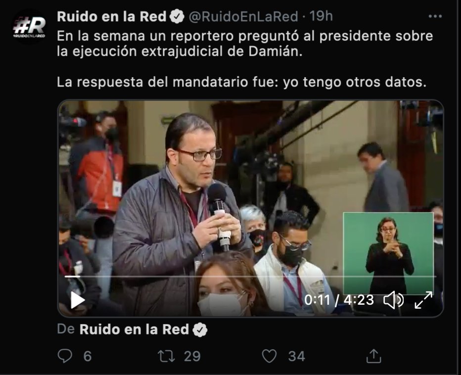 eledesmaa's tweet photo. No le crea a los de @RuidoEnLaRed, el presidente @lopezobrador_ no dijo "Yo tengo otros datos"👇 https://t.co/FCMJtzStA5