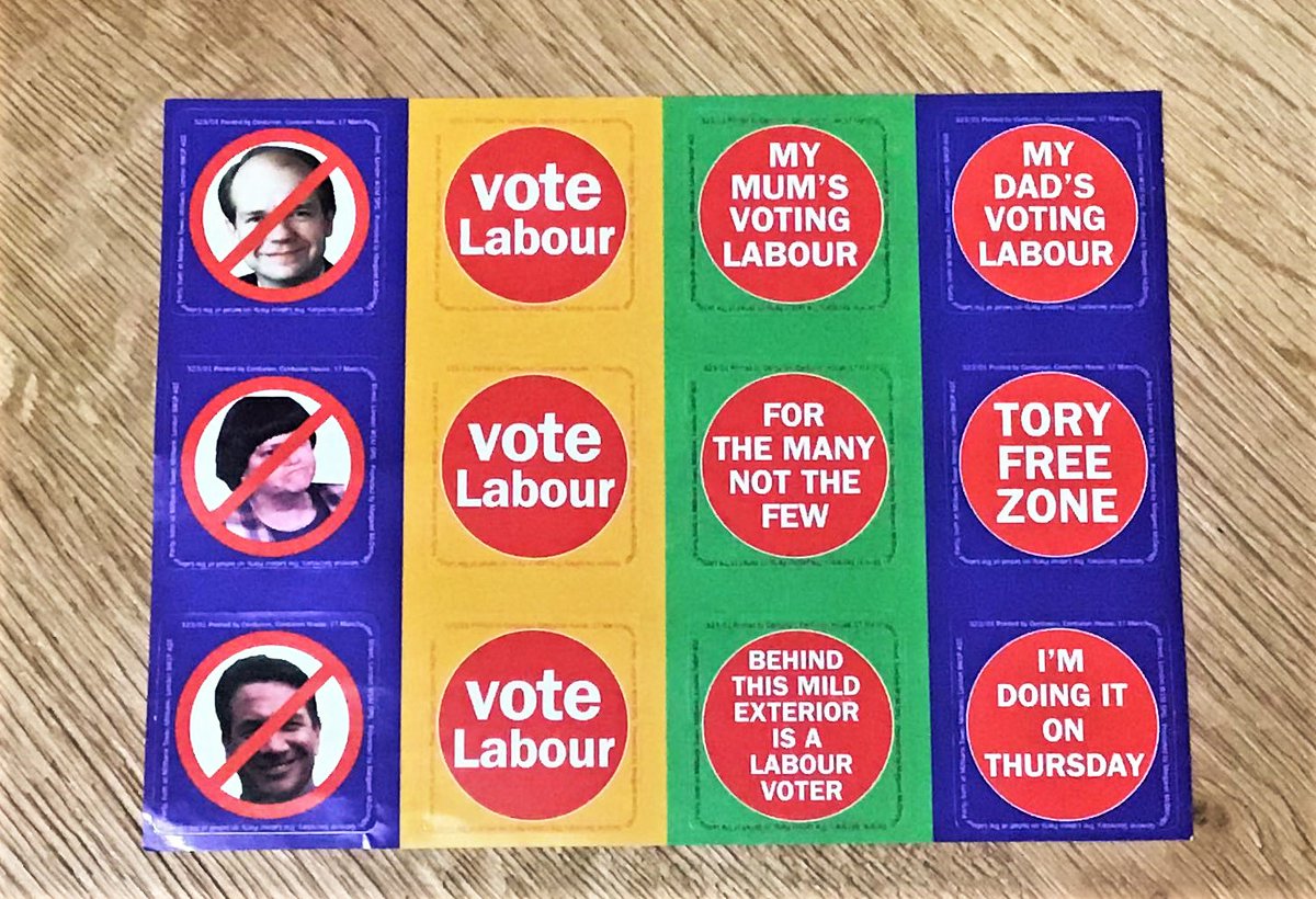 simonrose1982's tweet photo. Just found these stickers from #GE2001 in the cupboard.  The year of Prescott's left jab and Labour's second consecutive landslide victory. #ForTheManyNotTheFew https://t.co/Kb030xXeex