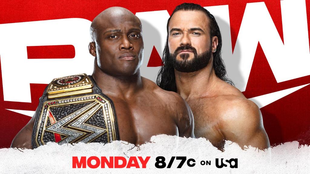 WWE's tweet photo. #WWEChampion @fightbobby issued a challenge to the #WWERaw locker room to anyone who can take out @DMcIntyreWWE before #WrestleMania. 

Will anyone take up Lashley on his offer?

Find out TOMORROW NIGHT 
📺 8/7 C @USA_Network

https://t.co/lViVHsOPlp https://t.co/HdOl8Lg0DN
