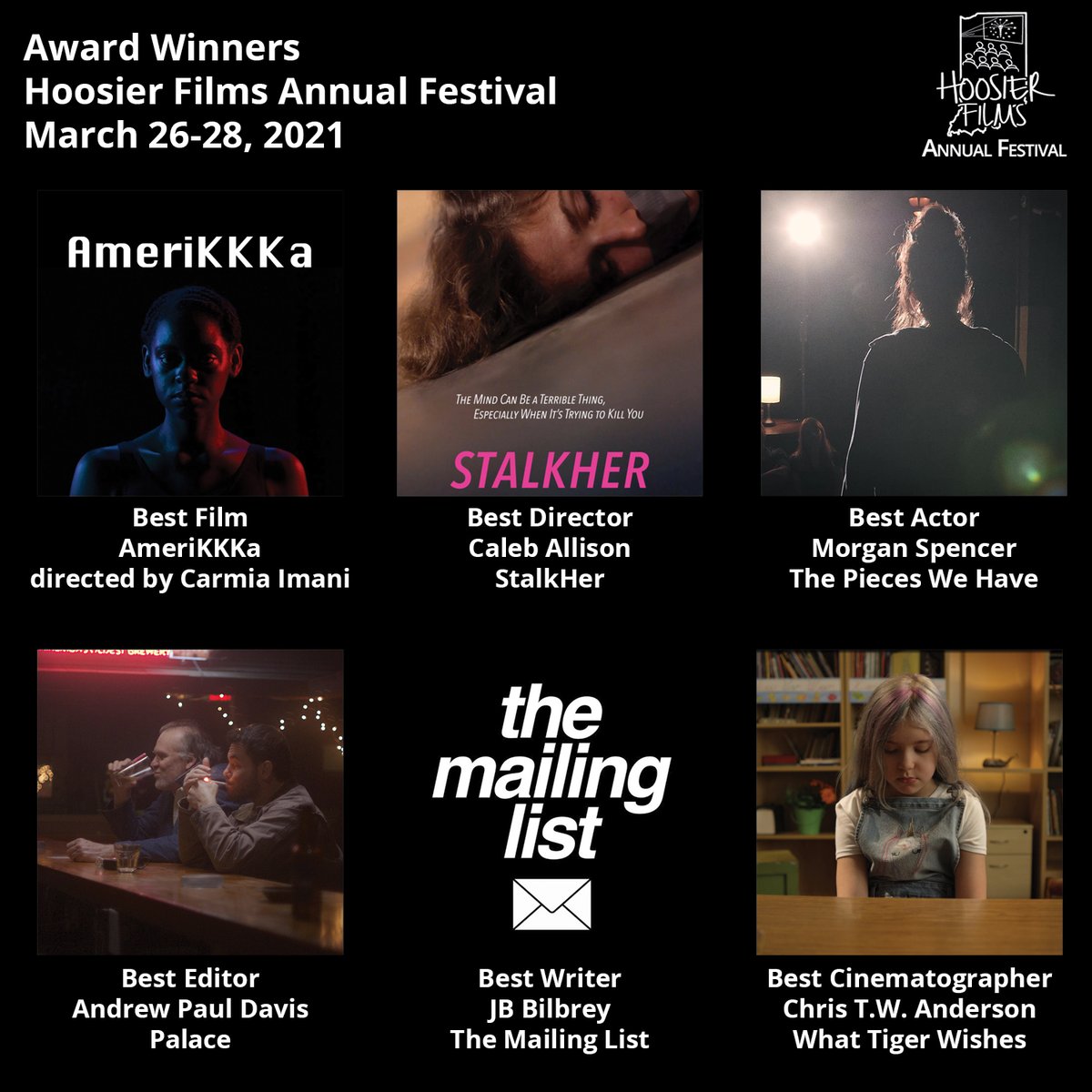 Hoosier_Films's tweet photo. Congratulations to all of this year's winners! Watch all of the award-winning films in a special awards block, now available at https://t.co/bBNeg3m2ki https://t.co/iJQqMxAAqL