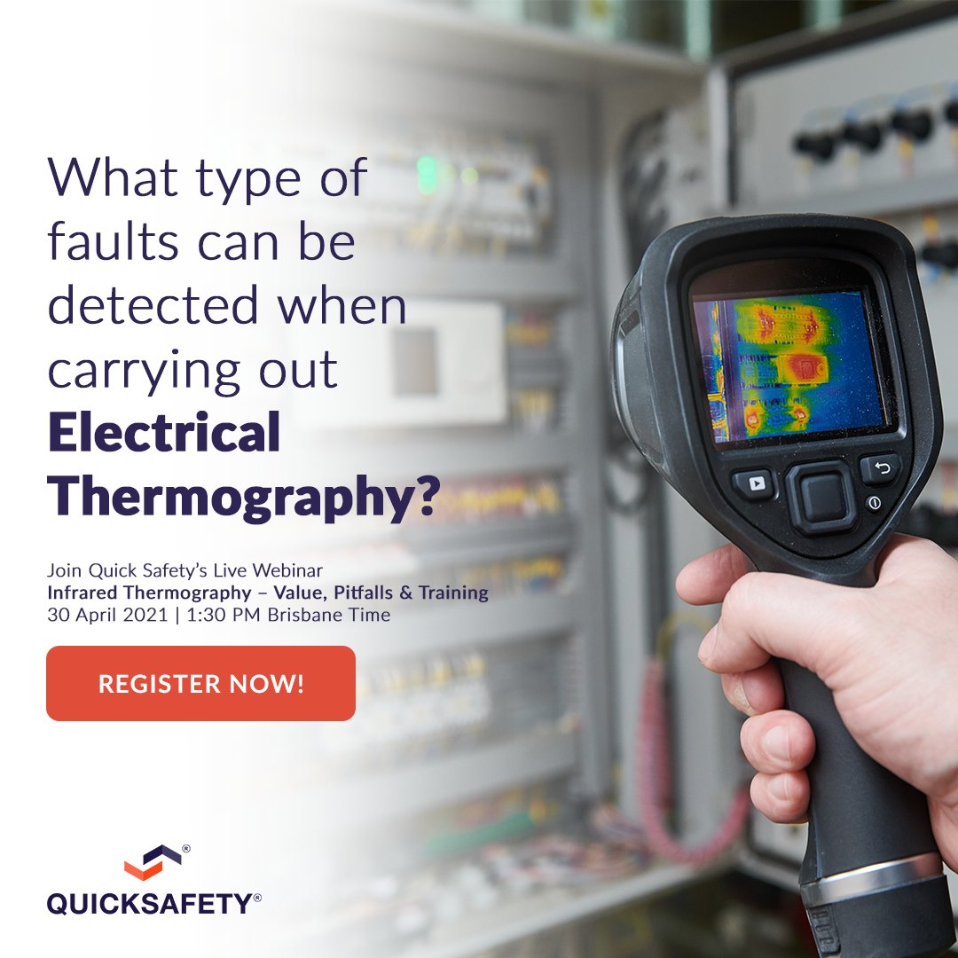 QuickSafety's tweet photo. Join Quick Safety for a live webinar, "Infrared Thermography – Value, Pitfalls & Training " on 30 April.
Register now: https://t.co/dLmcX93bTu
#Compliance #InspectionandTesting #ElectricalTesting #ElectricalSafety #Electrician #ElectricalContractor #Thermography #Infrared https://t.co/ktsYzb5hzL