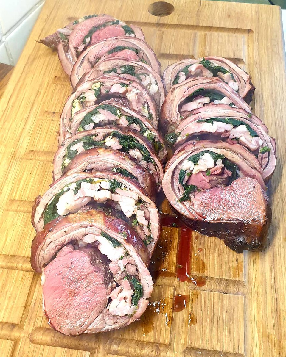thegamelarder's tweet photo. Porchetta style venison loin filled with bacon lardons, wild garlic, herbs and olive oil. Fantastic BBQ dish for the summer to come on the @KamadoJoeUK will be doing a video on this soon to take you through prep and cooking 👍#BBQgame #venison #gametoeat #ukwildvenison #kamadojoe https://t.co/XMpnhBKeIK