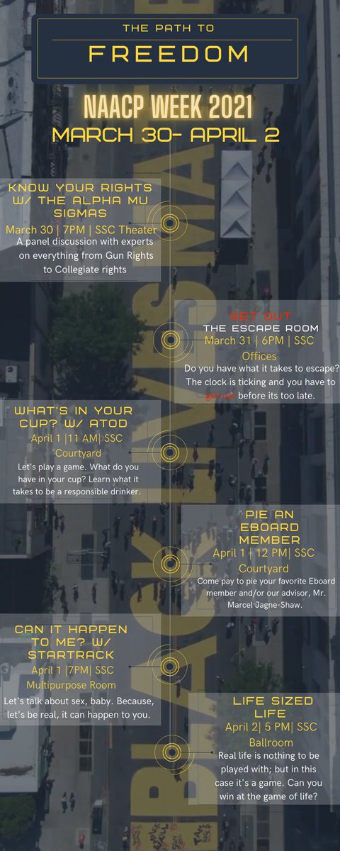 umesnaacp09's tweet photo. ATTENTION 🗣 NAACP Week is here 🚨 

Join us for a week of events from March 30- April 2❕We have panelists📝 , prizes 🏆, giveaways 🛍 and much more 🎉

Mark your calendars 📆  for all of our upcoming events and take the time to come take a walk with us🚶🏾‍♂️See you there 💙💛 #umes https://t.co/d68oMEOrZl