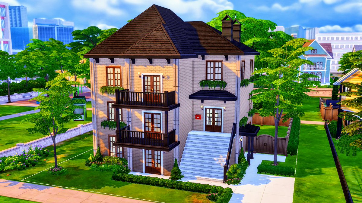 PlumeGames's tweet photo. 🏘️Today's #Shellsunday is a 3-story Row-House in Newcrest (30x20). Completely Empty. $42,329 Gallery ID: PlumeBuilds or #plumebuilds #plumesims #ShowUsYourBuilds https://t.co/tIGzaXnlpZ