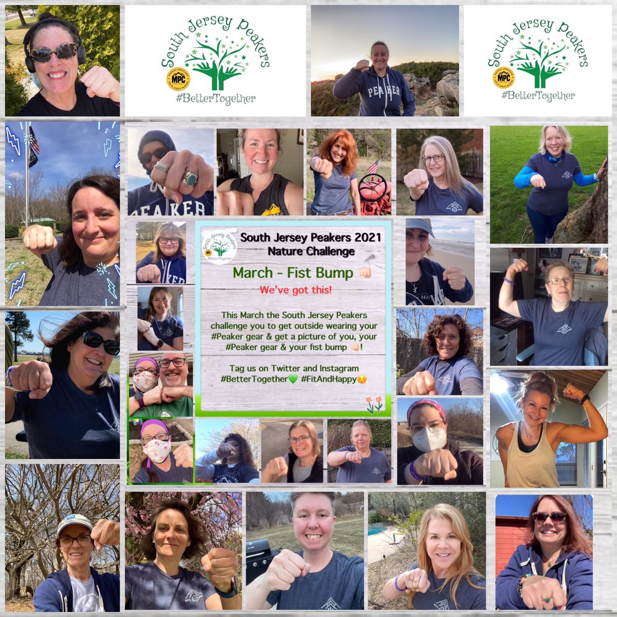 SoJerseyPeakers's tweet photo. Looking good #Peakers! Keep those March @SoJerseyPeakers👊🏻 Fist Bump Nature Challenge selfies coming!  We Challenge you! #BetterTogether💚 #FitAndHappy ☺️We’ve got this! 👊🏻 💚How about it coaches? @SamHeughan  @CoachValbo  @fitmooney https://t.co/CFf37RgyHt
