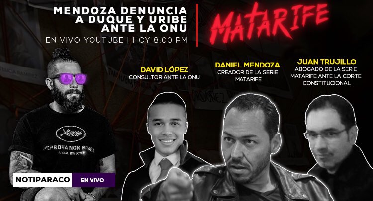 ElQueLosDELATA's tweet photo. 8 pm. No se lo pierdan. Voy a estar en En Vivo con ⁦@LevyRincon⁩. 

1)Demanda ante la ONU contra este gobierno corrupto y hostigador.
2)Intento ilegal de tumbe de la Marca Matarife por parte del genocida Álvaro Uribe para frenar la segunda temporada https://t.co/JxfiCIQF6n