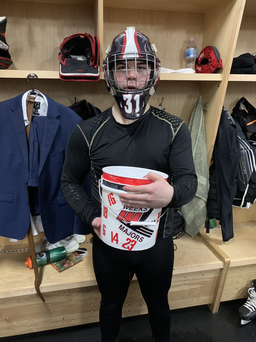 WeeksU18's tweet photo. For a great offensive performance from the back end today Tim Porter earned our hard hat!

And, for his excellent work in the cage today and battling the most when he needed to, Lane George takes the nails. https://t.co/IsYQMlreXc